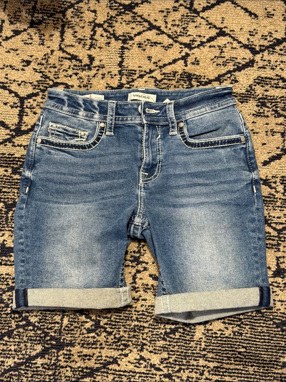 Vigoss Blue Roll-Cuff Denim Shorts